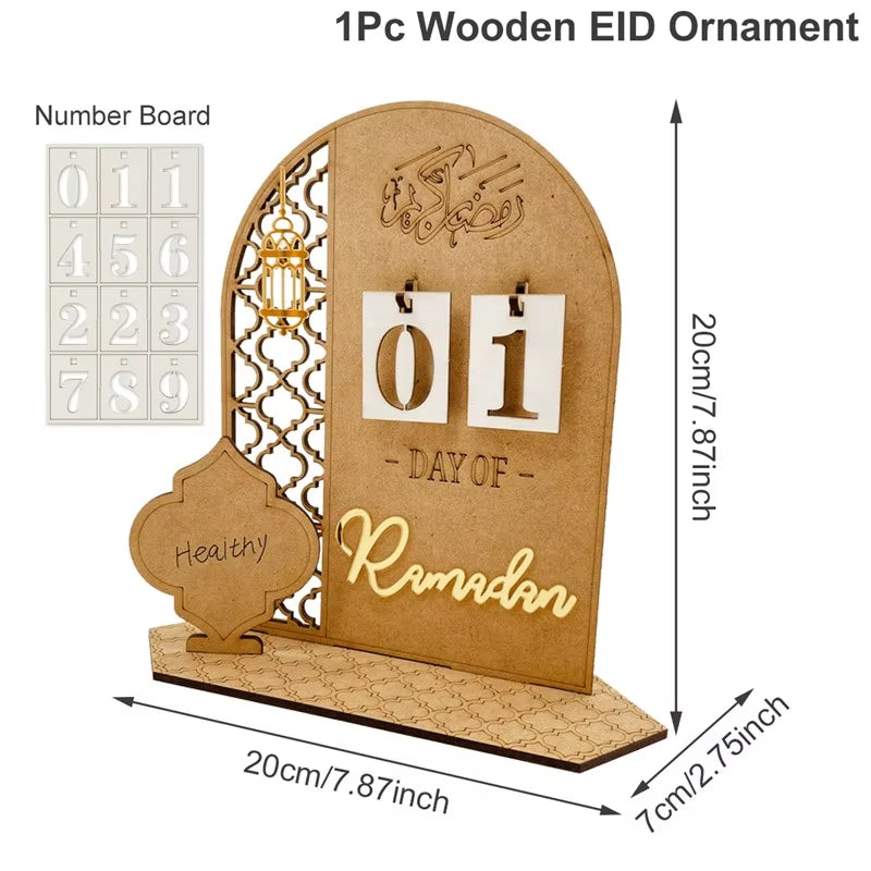 Ramadan Countdown Calendar and Eid Mubarak Ornament - 2026 Home Decoration for Islamic Muslim Celebrations and Gift Giving
