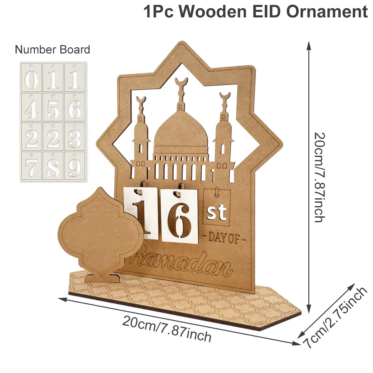 Ramadan Countdown Calendar and Eid Mubarak Ornament - 2026 Home Decoration for Islamic Muslim Celebrations and Gift Giving