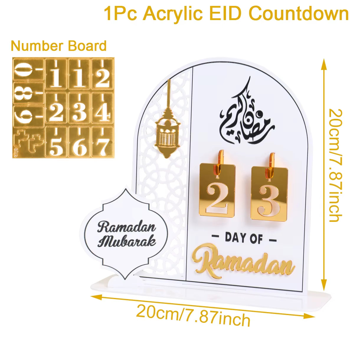 Ramadan Countdown Calendar and Eid Mubarak Ornament - 2026 Home Decoration for Islamic Muslim Celebrations and Gift Giving