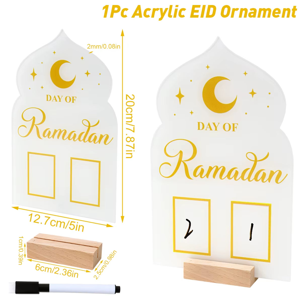Ramadan Countdown Calendar and Eid Mubarak Ornament - 2026 Home Decoration for Islamic Muslim Celebrations and Gift Giving