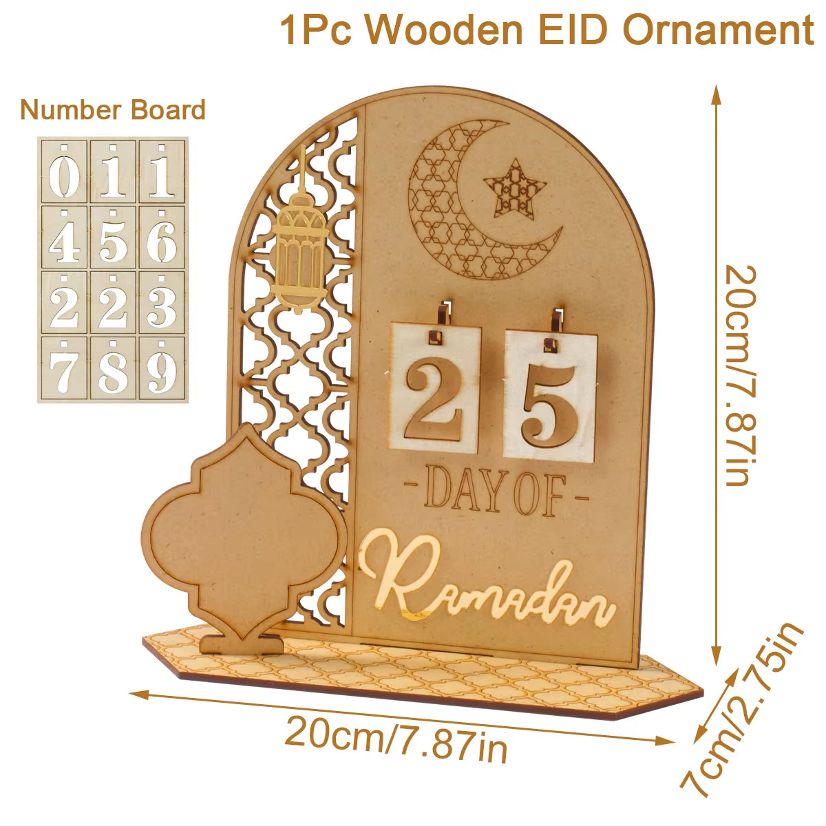 Ramadan Countdown Calendar and Eid Mubarak Ornament - 2026 Home Decoration for Islamic Muslim Celebrations and Gift Giving