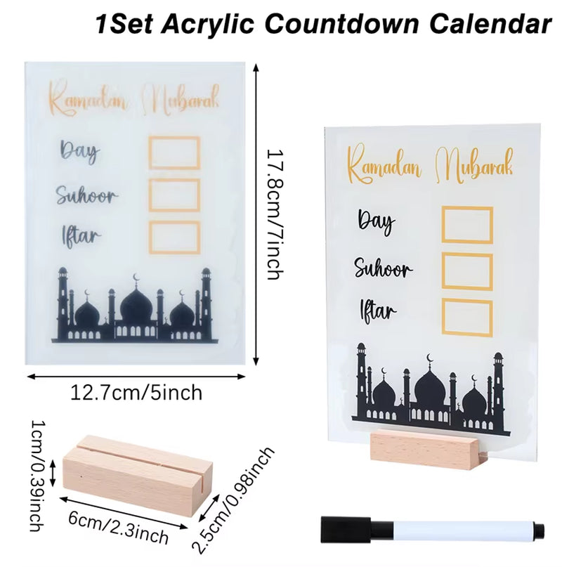 Ramadan Countdown Calendar and Eid Mubarak Ornament - 2026 Home Decoration for Islamic Muslim Celebrations and Gift Giving