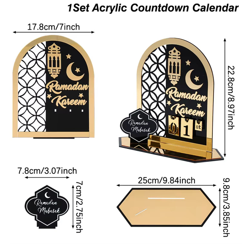 Ramadan Countdown Calendar and Eid Mubarak Ornament - 2026 Home Decoration for Islamic Muslim Celebrations and Gift Giving
