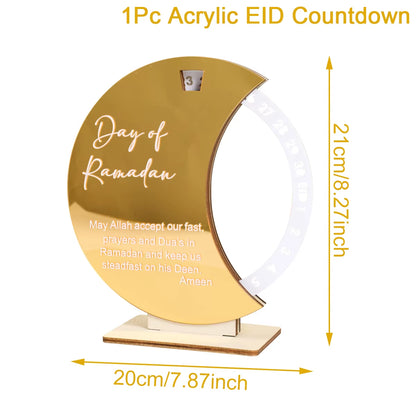 Ramadan Countdown Calendar and Eid Mubarak Ornament - 2026 Home Decoration for Islamic Muslim Celebrations and Gift Giving